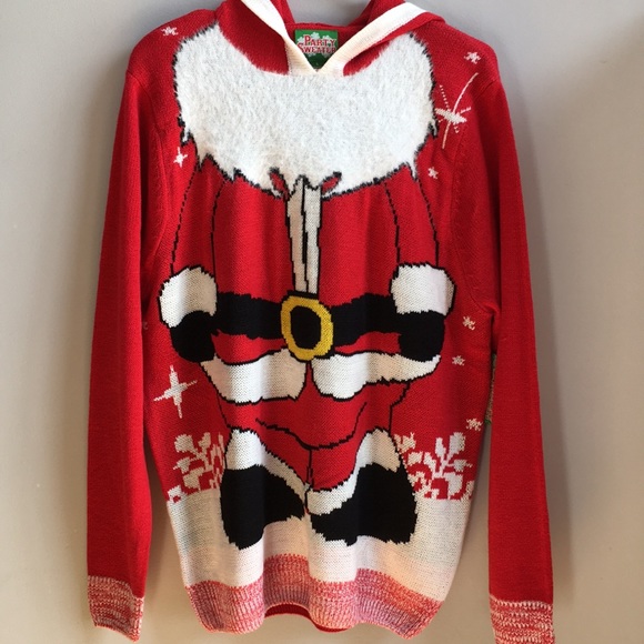 Men’s Hooded Ugly Christmas Sweater New - Picture 2 of 4